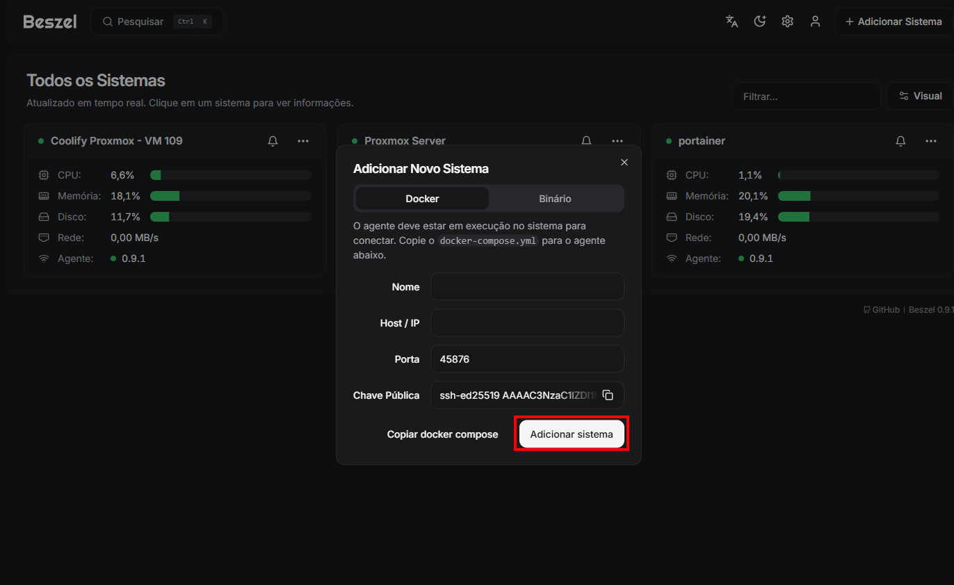 Adicionar Sistema Docker compose